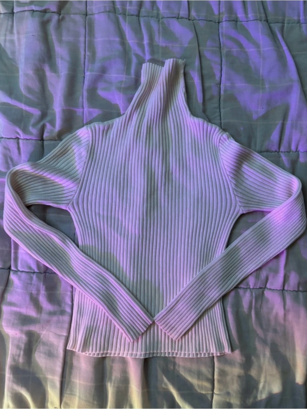 Slim Ribbed Turtleneck Sweater in white